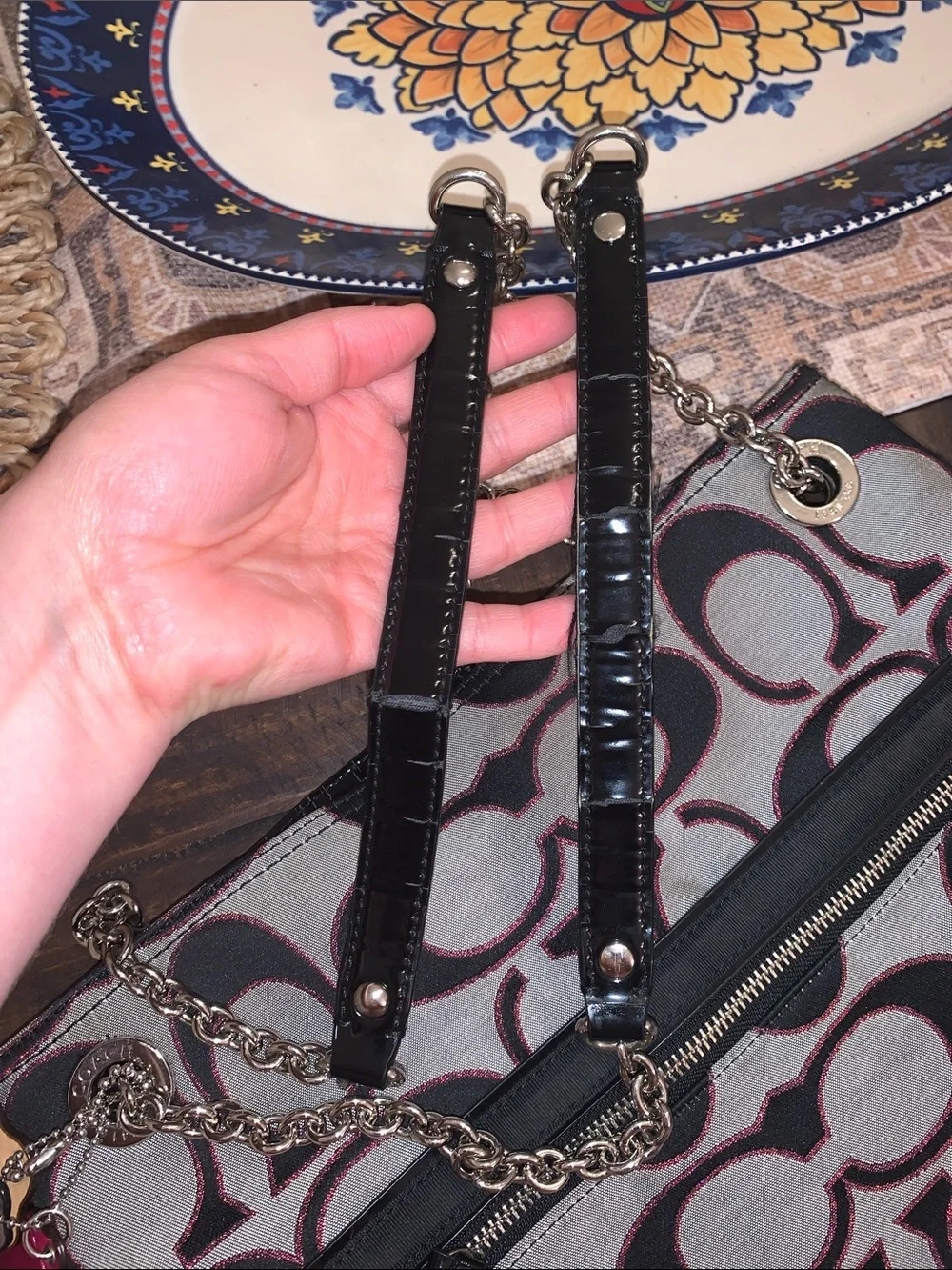 Coach Poppy Signature Grey and Black Tote with Pink Accents & 3 Hang Tags - Picture 6 of 14